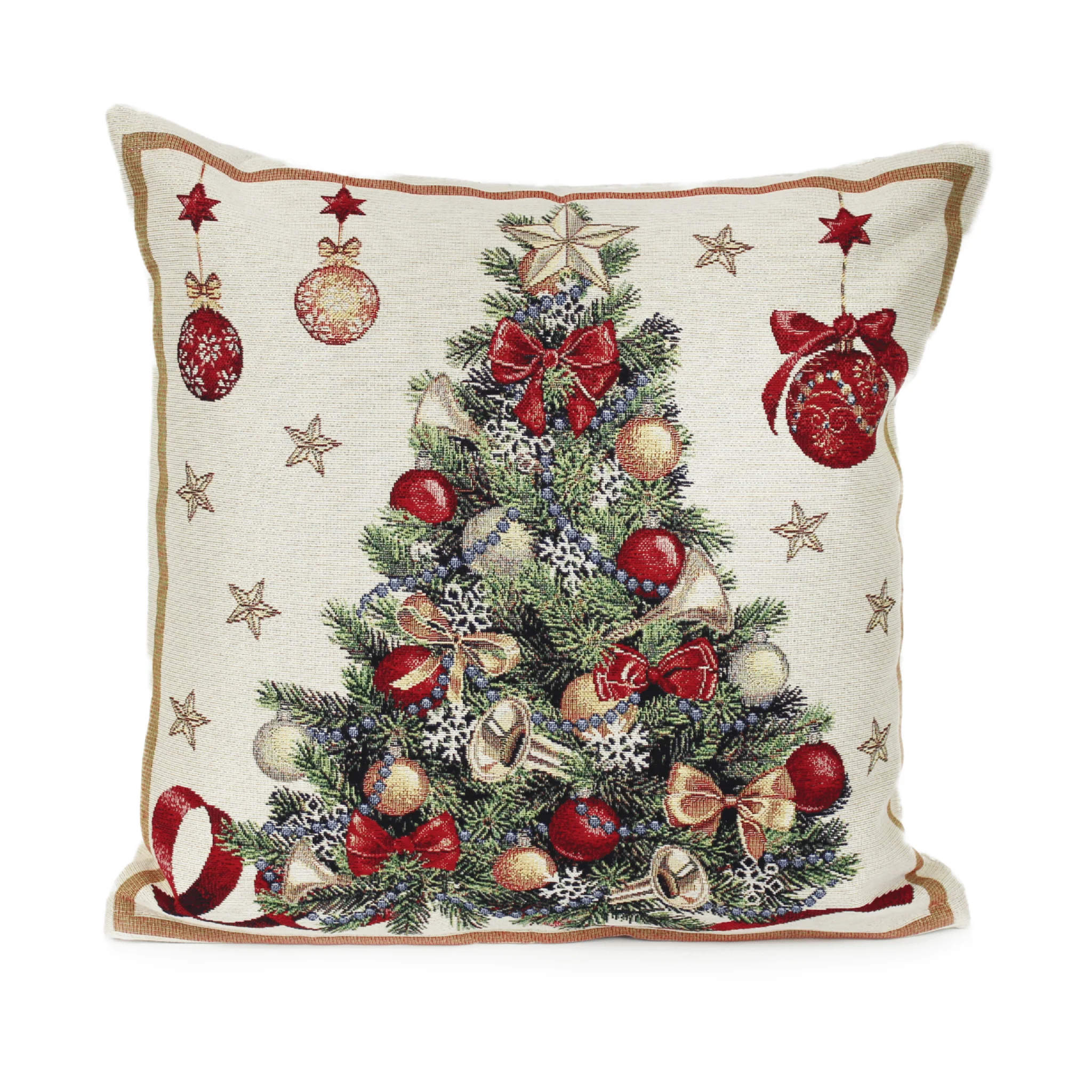 Peggy Wilkins Bells & Bows Tapestry Christmas Cushion 45x45cm