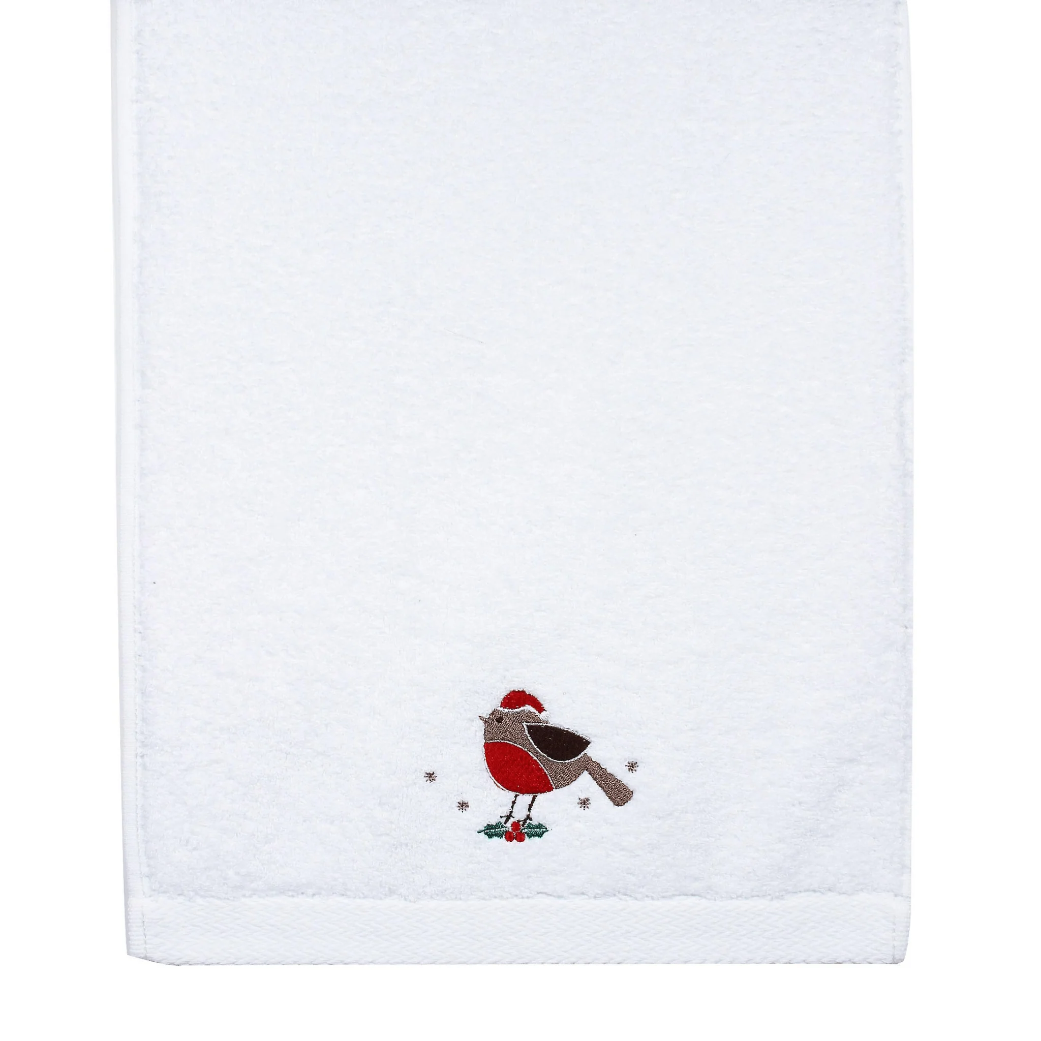 Peggy Wilkins Festive Robin Embroidered Hand Towel 50x70cm