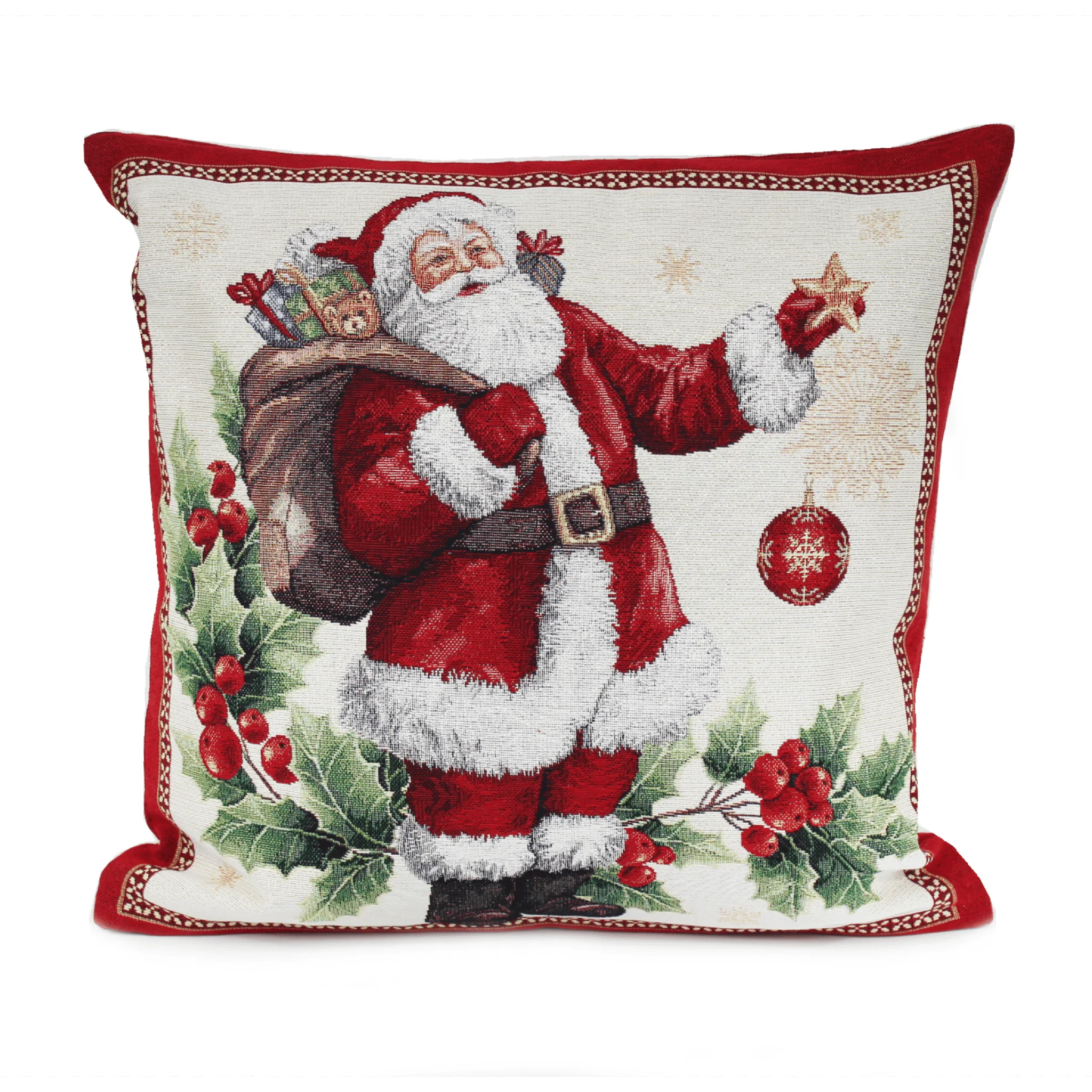 Peggy Wilkins Santa Claus Woven Tapestry Cushion 45x45cm