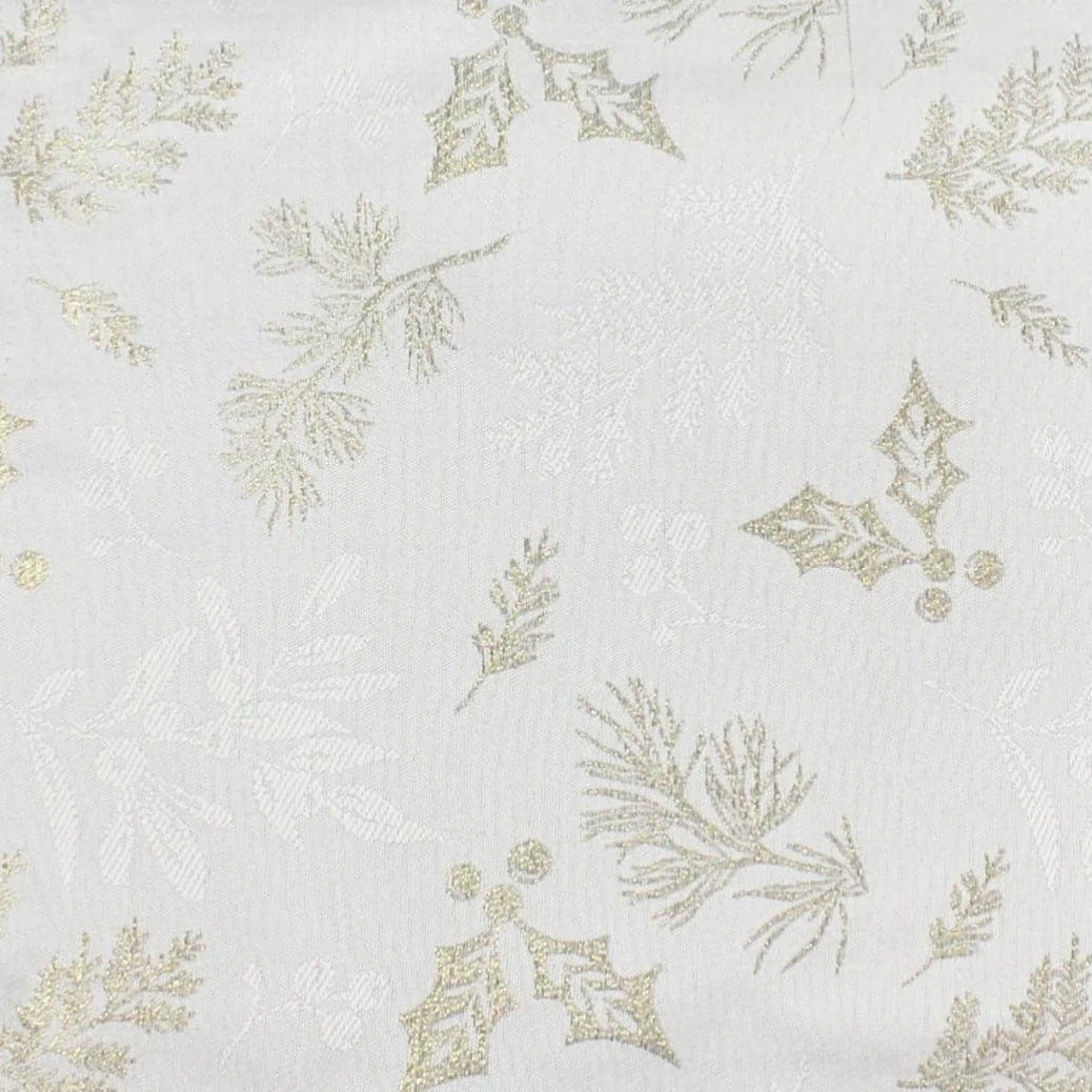 Peggy Wilkins Winter Hedgerow Champagne & Gold Christmas Tablecloth – 53" x 88" (135 x 225 cm)