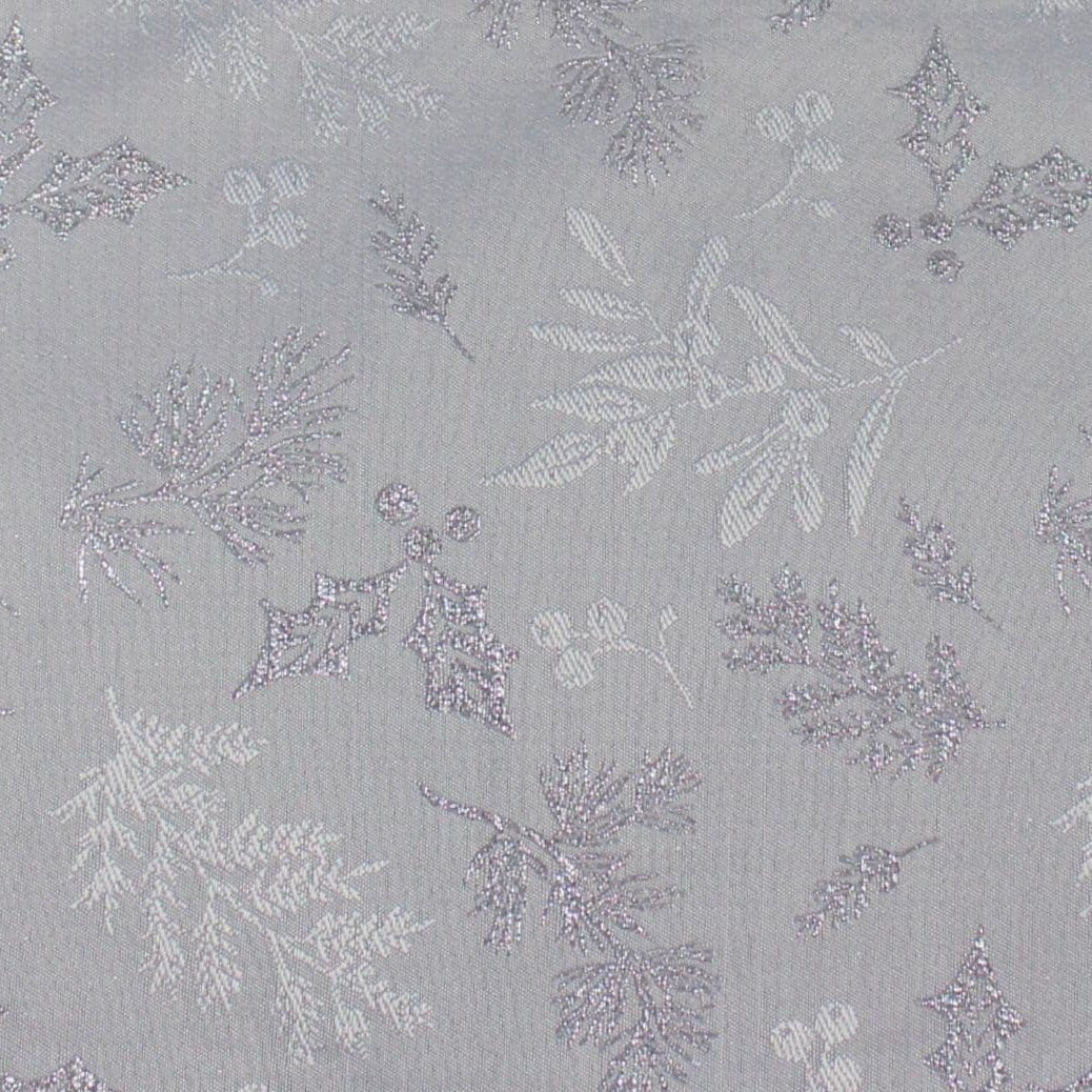 Peggy Wilkins Winter Hedgerow Silver/Pewter Christmas Tablecloth – 67" x 118" (170 x 300 cm)