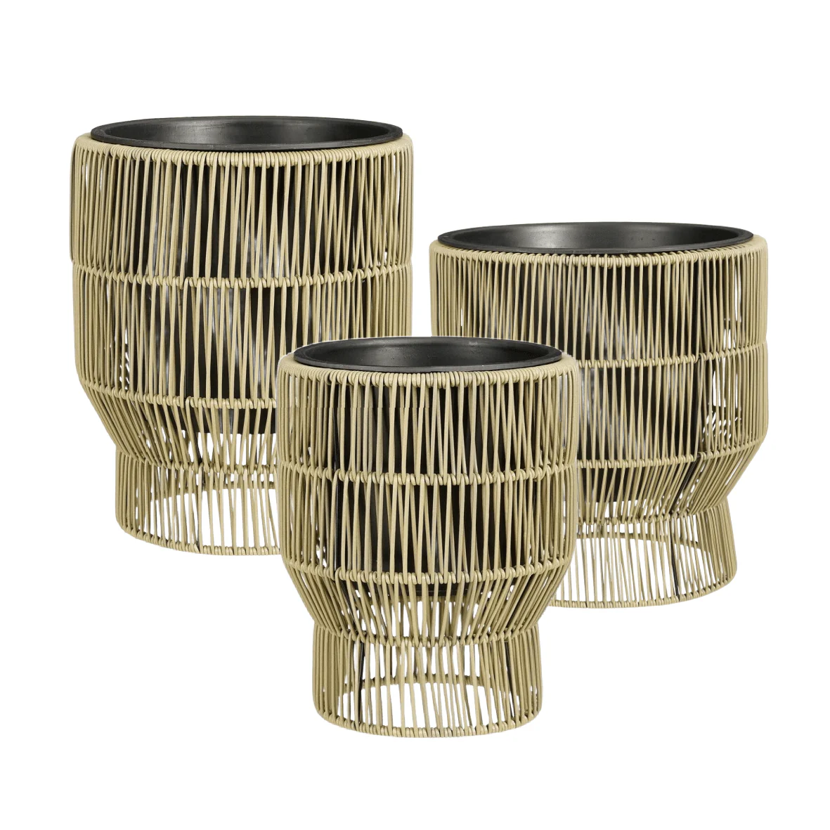 Peta Pot Round on Stand Green Set of 3