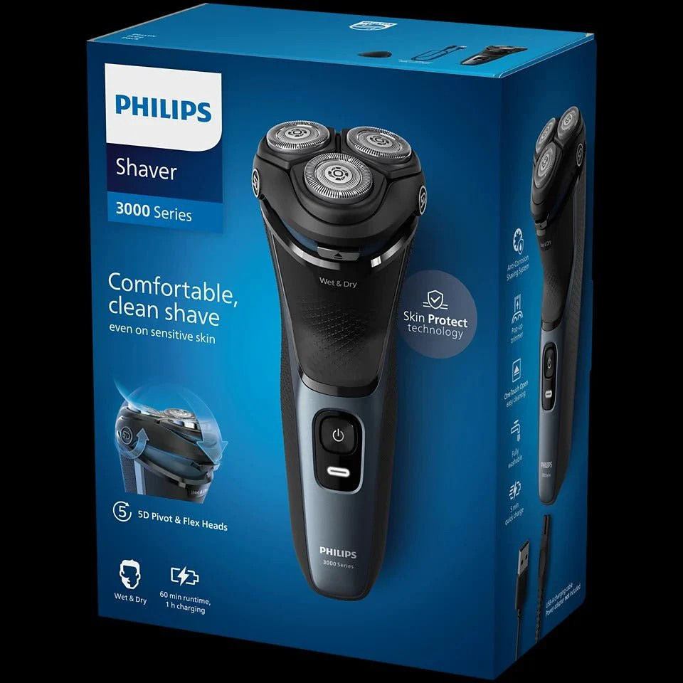 Philips Wet & Dry Electric Shaver Series 3000 with 5D Flex & Pivot Heads - Image 3