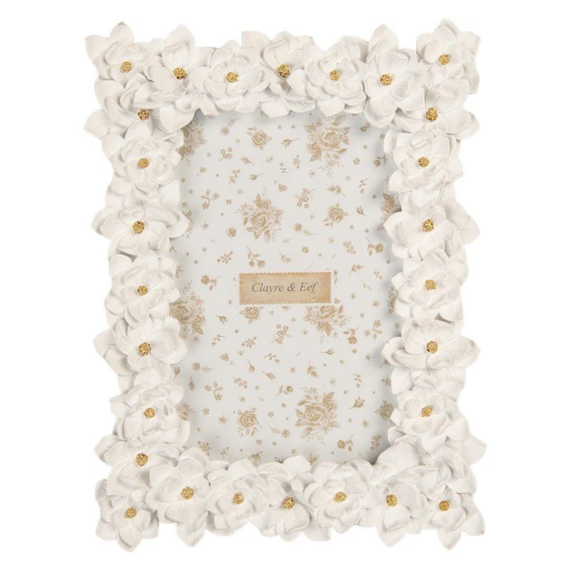 Photo Frame 10x15 cm White Flowers