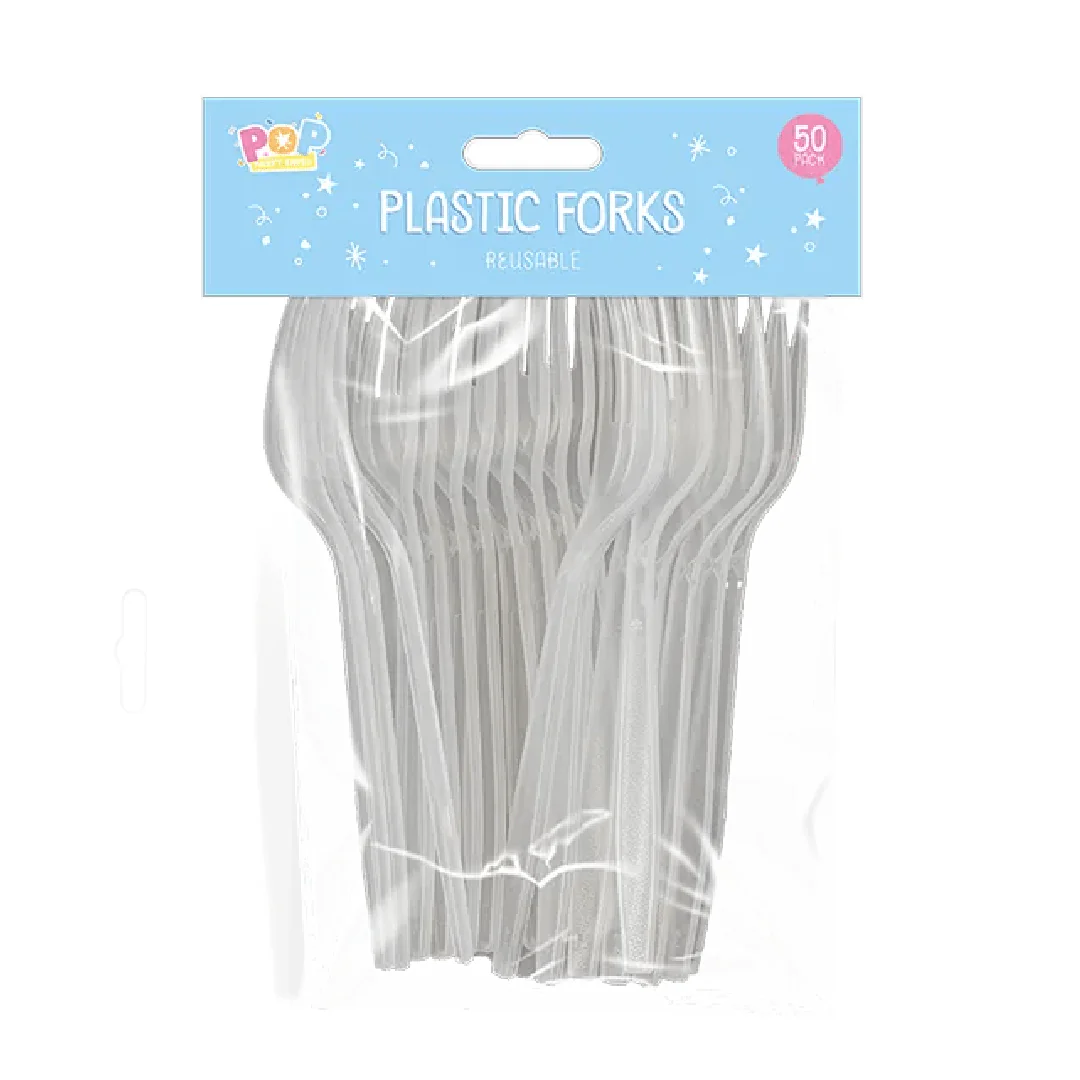 Pop Reusable Plastic Forks 50pk