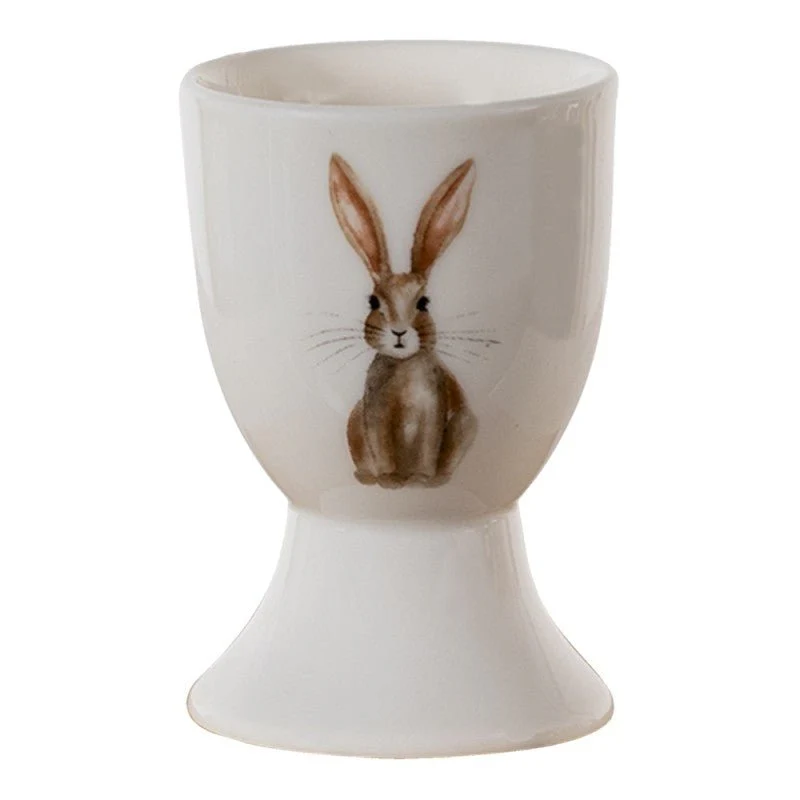 Porcelain Egg Cup with Rabbit Design