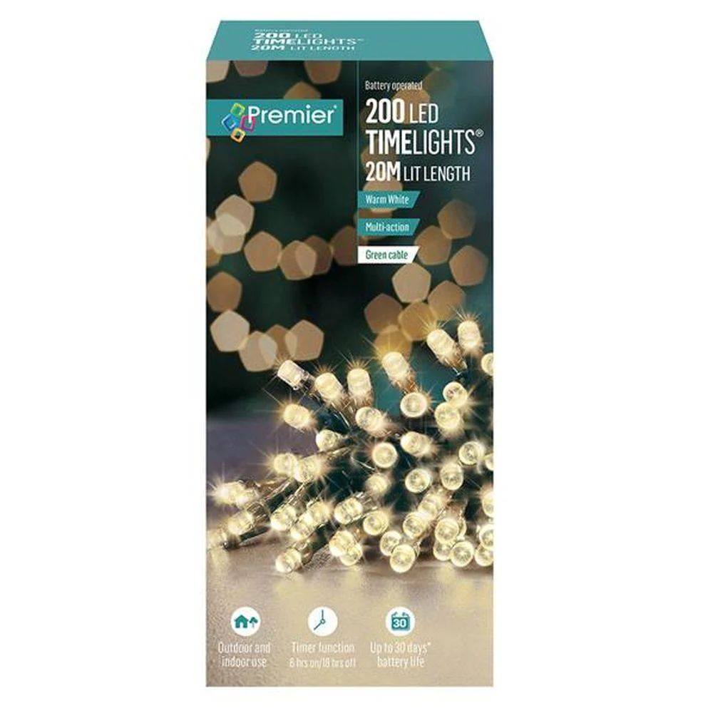 200Led Battery Operated  Warm White Timer Xmas Light Lb112384Ww