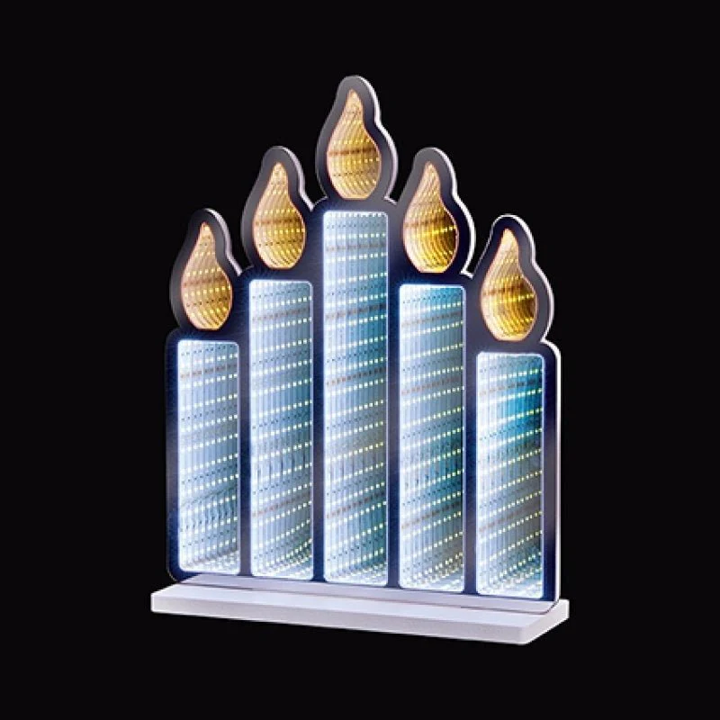 Premier 40cm Candle Bridge with Flickering Flame Infinity Mirror