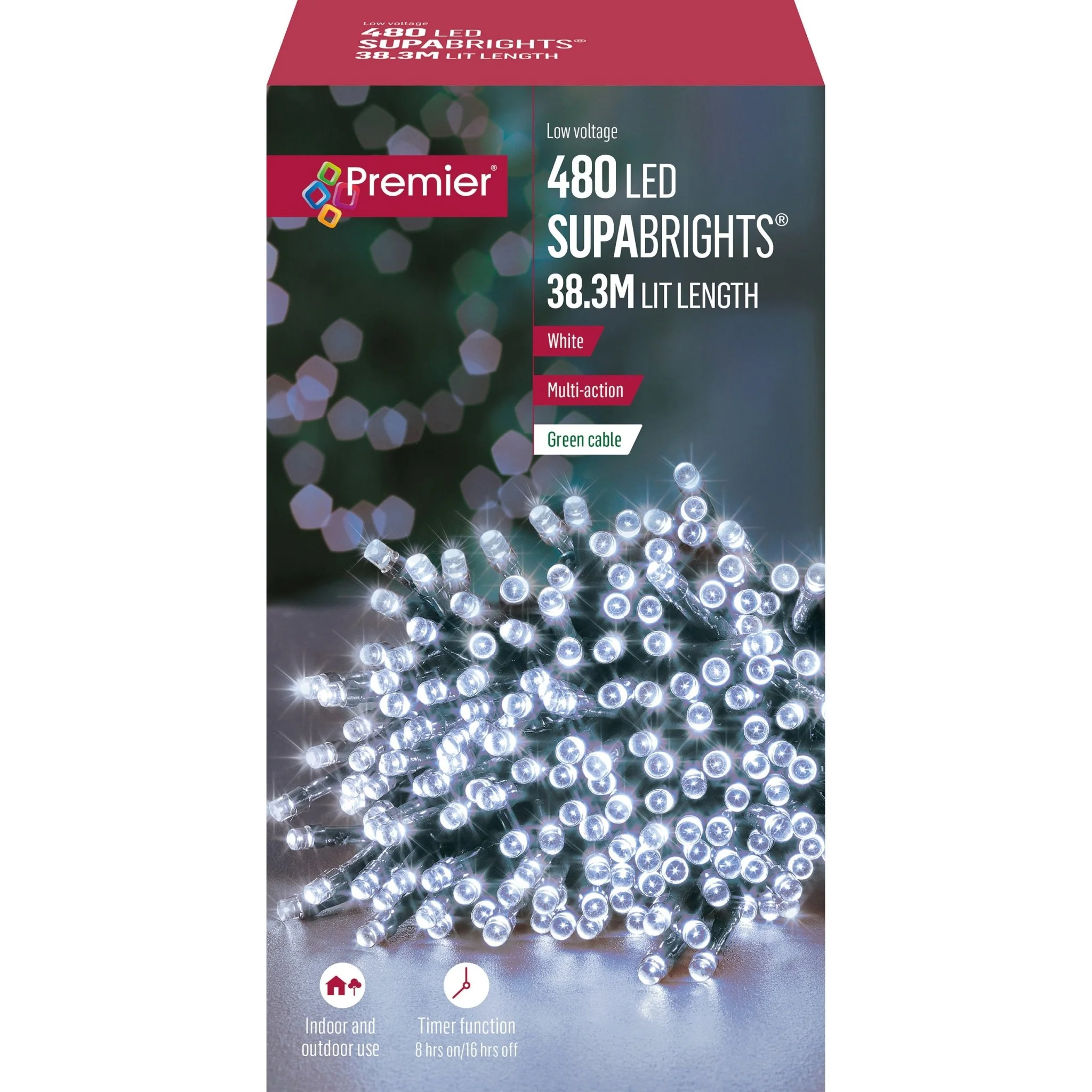 Premier 480 Led Multi-Action Supabright Christmas Lights - White