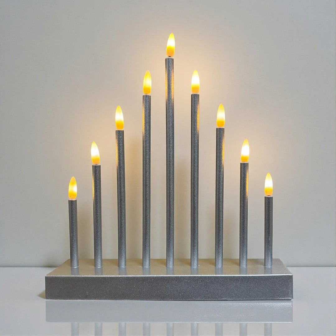 Premier Battery Operated 27cm Candlebridge – Warm White LEDs - Silver