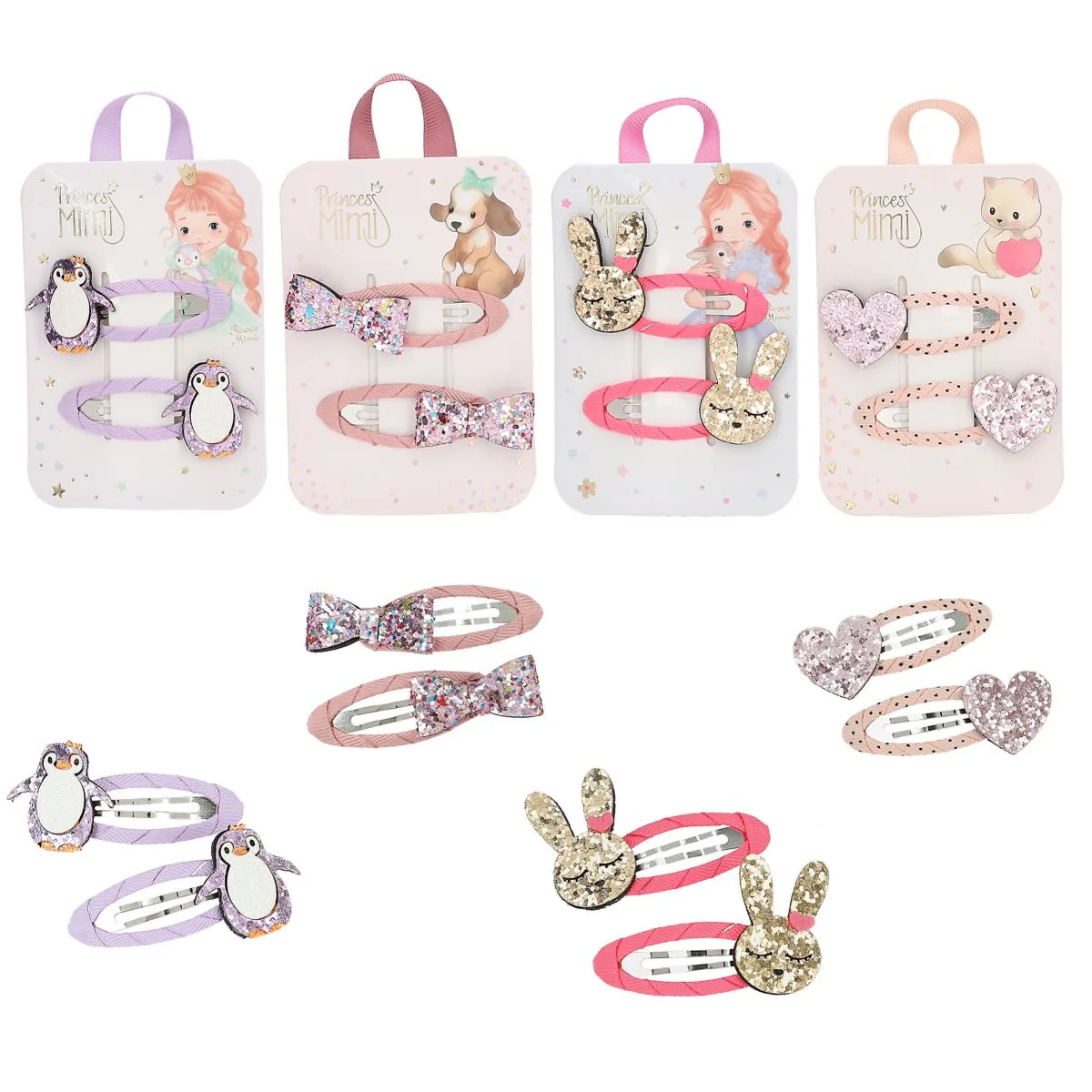 Princess Mimi Hair Clips Glitter Motif Assorted Styles