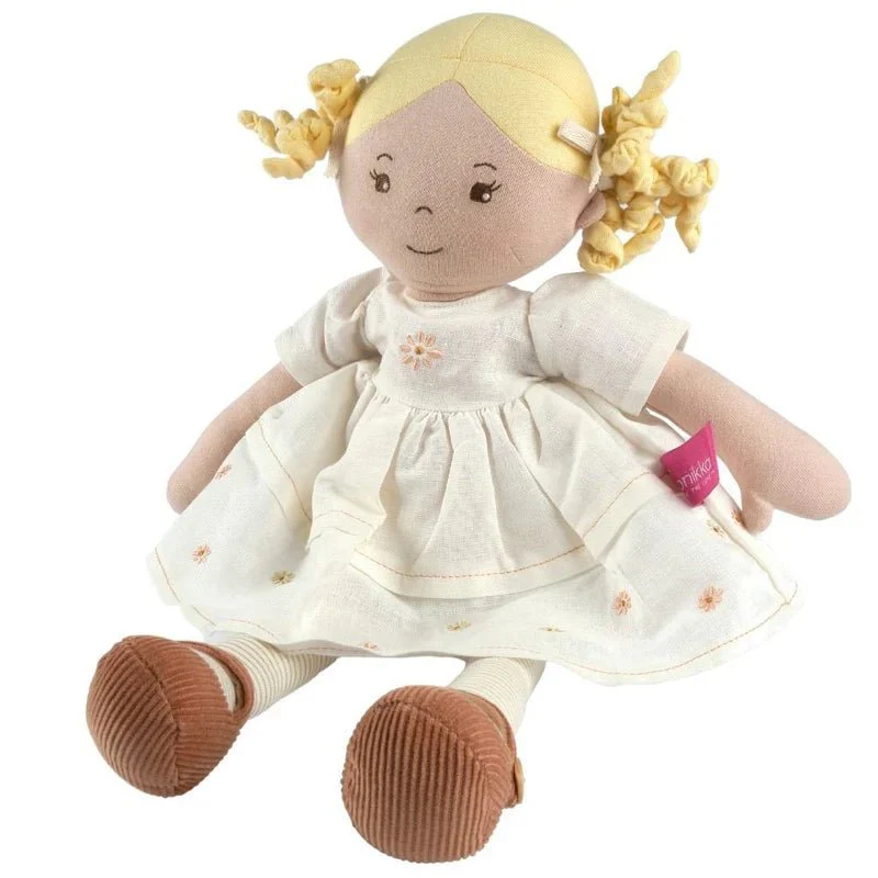 Priscy Blonde Hair Doll in White Linen Dress