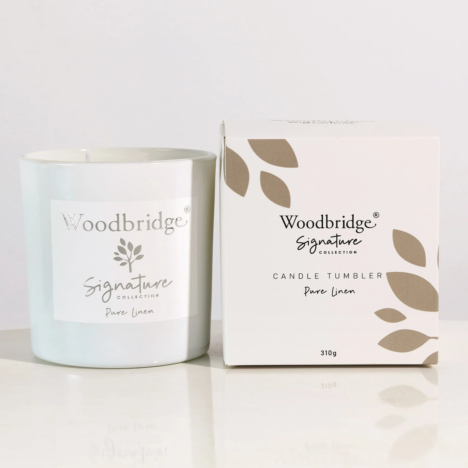 Pure Linen Boxed Tumbler Candle by Woodbridge 310g