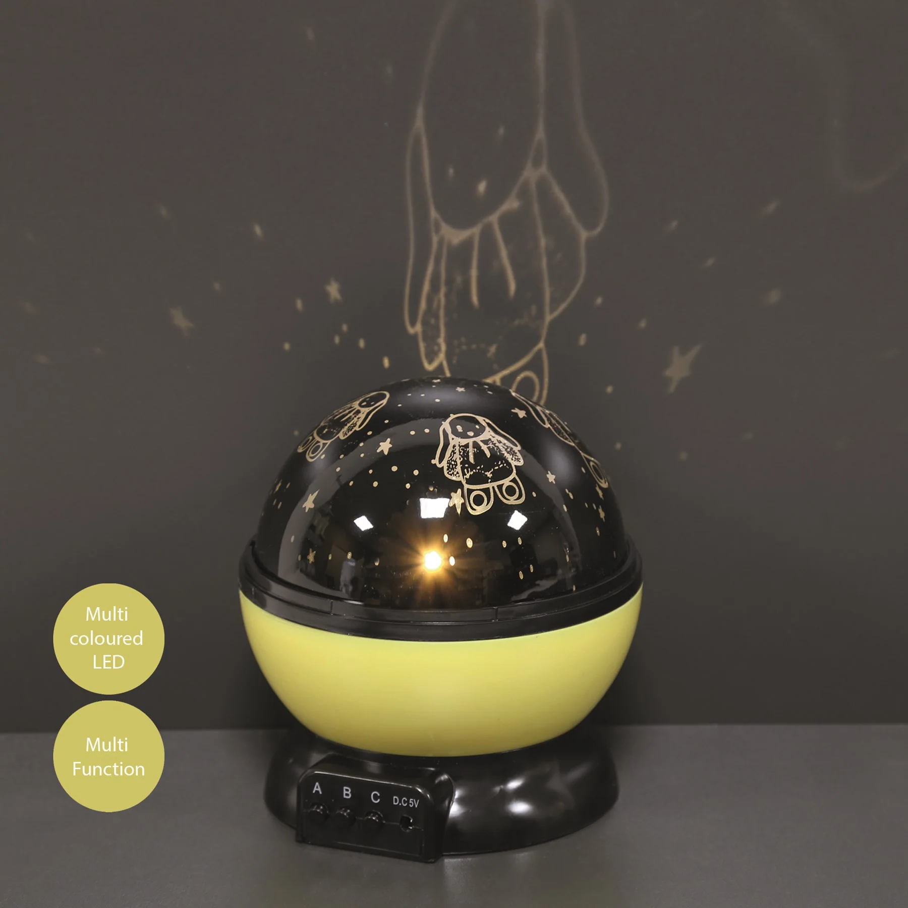 Rabbit Rotating Projector Night Light Multicolour LED 14cm