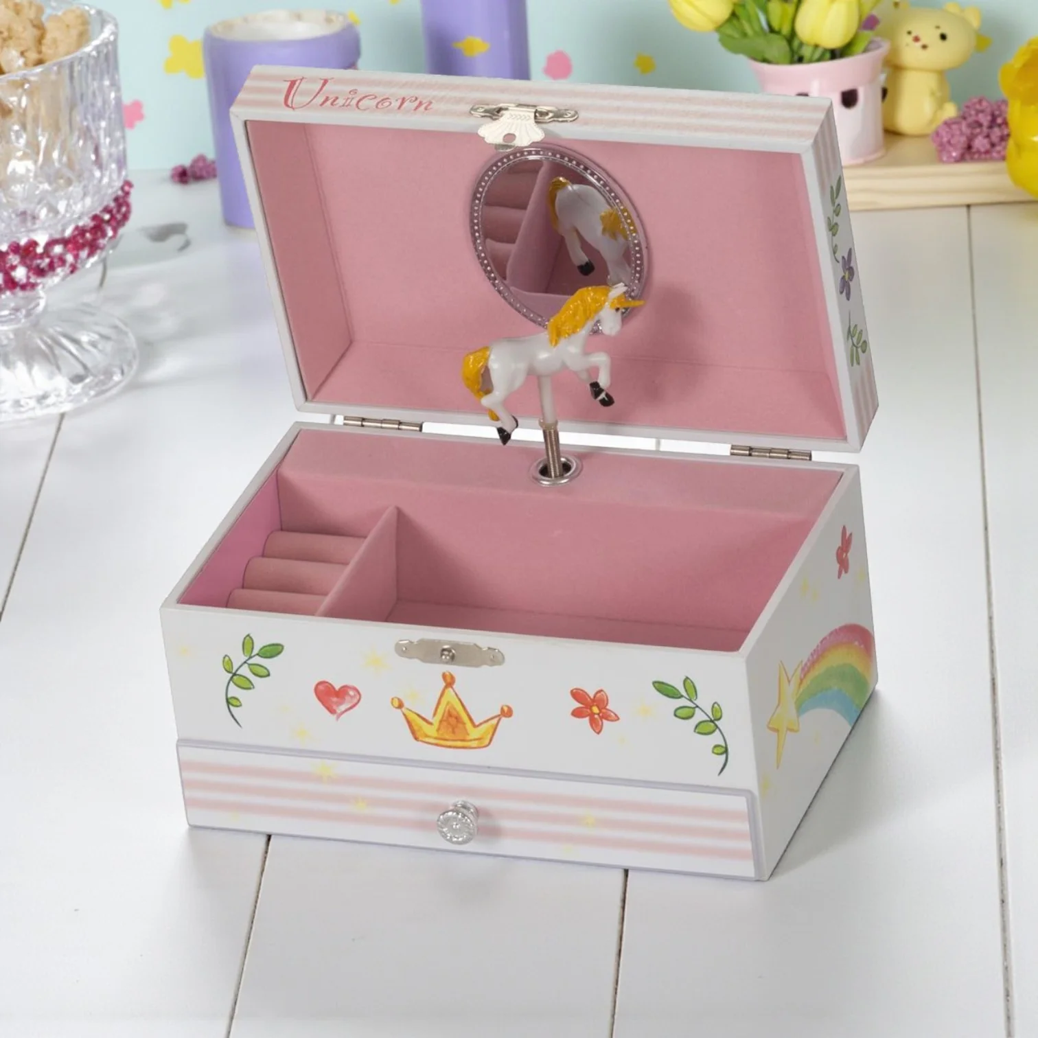 Rainbow Unicorn Musical Kids Jewellery Box