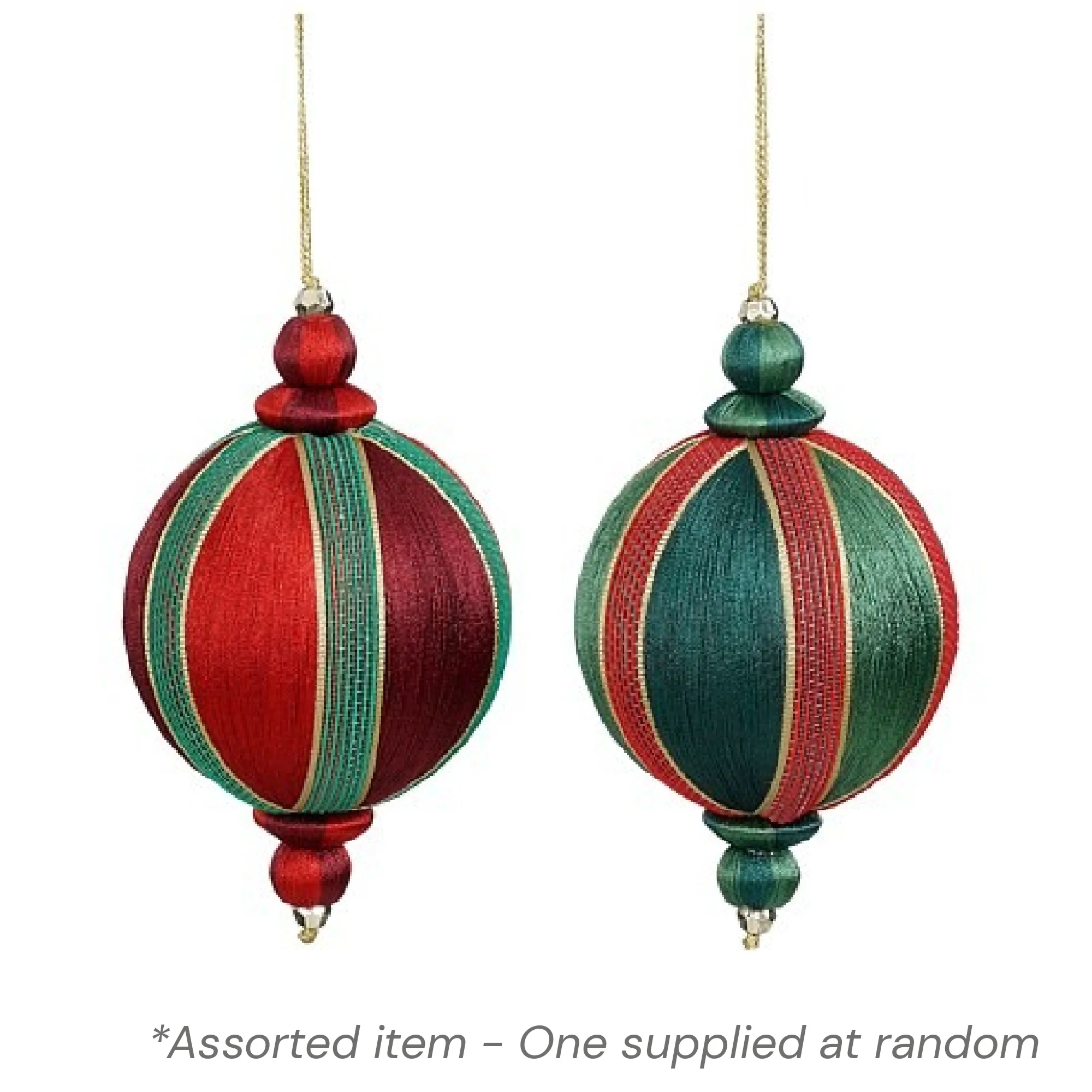 Red and Green Bauble 10 x 10cm Assorted - One Supplied*