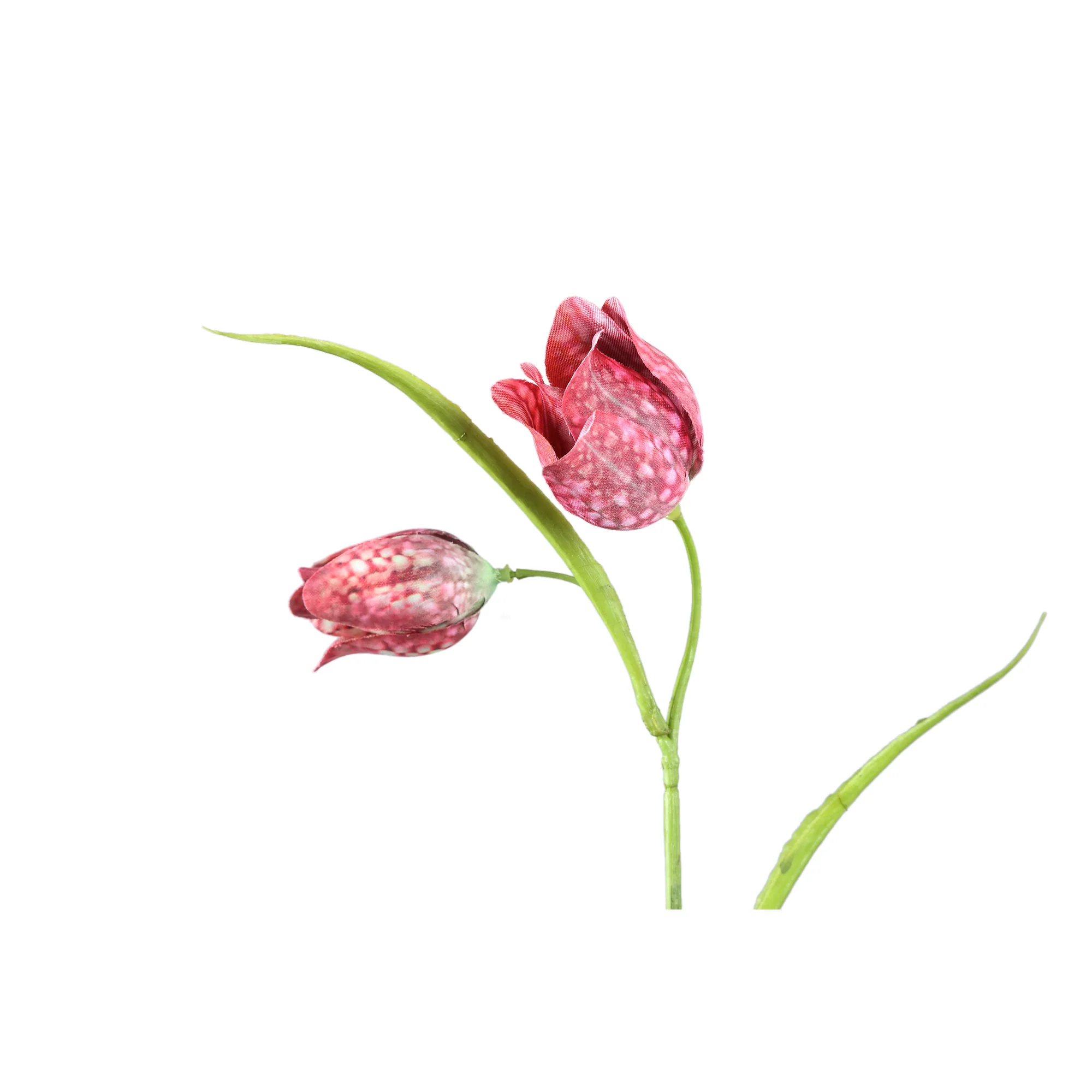 Red Fritillaria Spray with Leaves Artificial Flower - Image 2