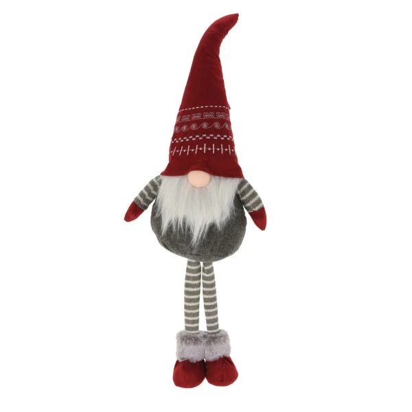 Red & Grey Standing Plush Gnome 55cm