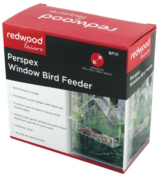 Redwood Perspex Window Bird Feeder BB‑BF111