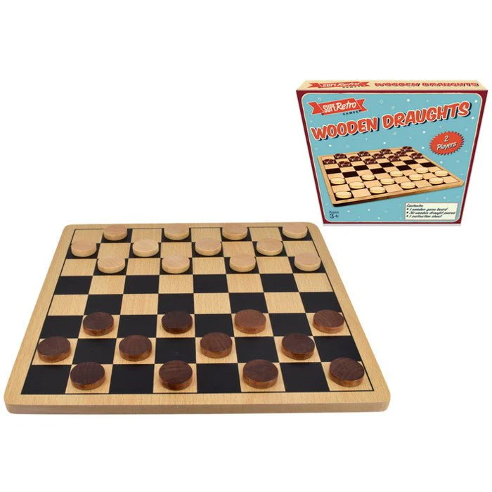 Retro Wooden Draughts Game - Image 2