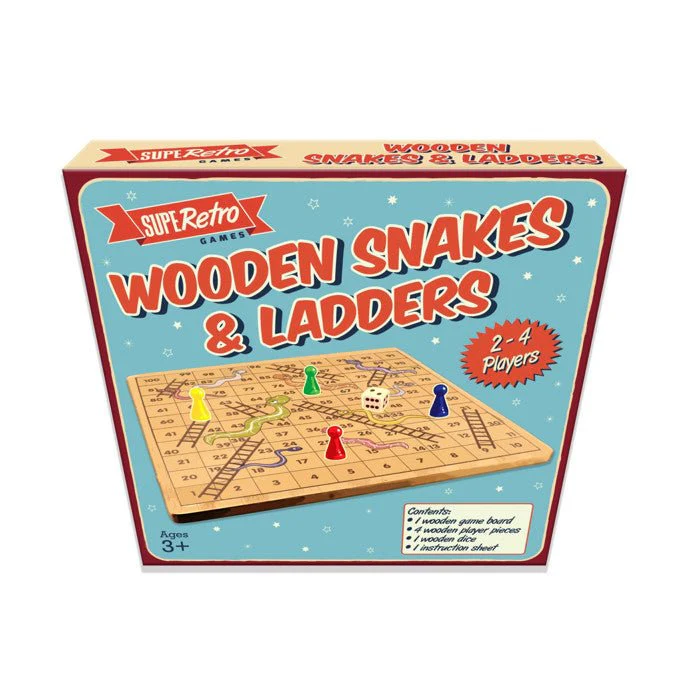 Retro Wooden Snakes And Ladders Game