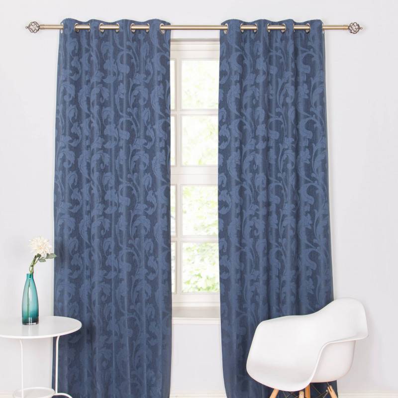 Rochelle Navy Eyelet Curtains – 90 × 90 (229 × 229 cm) - Image 2