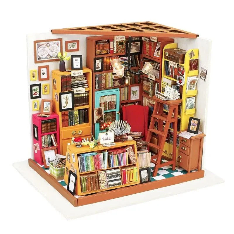 Rolife Sam's Study Library DIY Miniature House Kit DG102 Age 14+