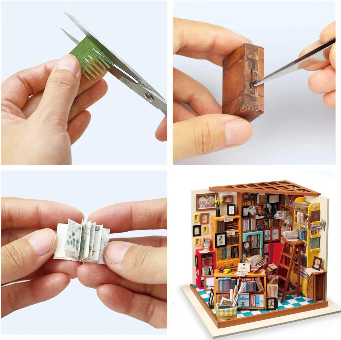 Rolife Sam's Study Library DIY Miniature House Kit DG102 Age 14+ - Image 4