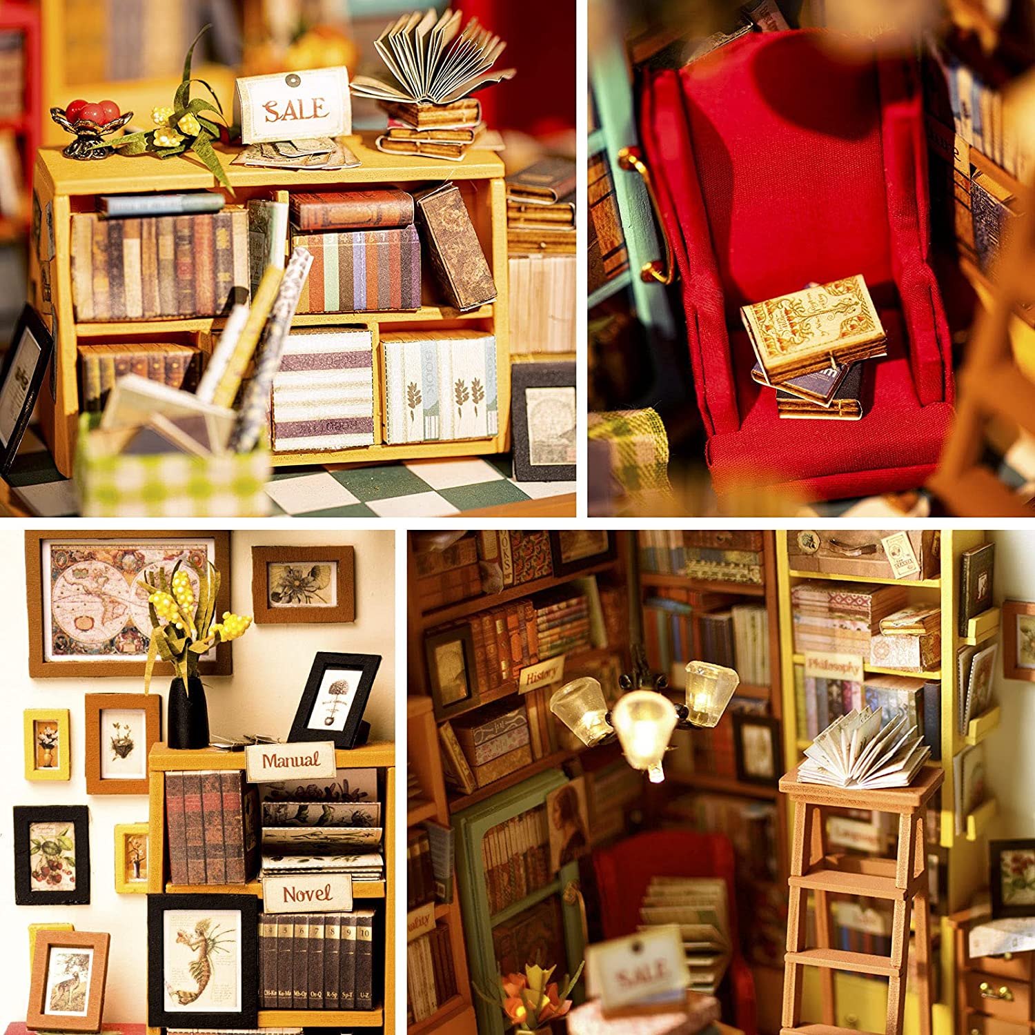 Rolife Sam's Study Library DIY Miniature House Kit DG102 Age 14+ - Image 6