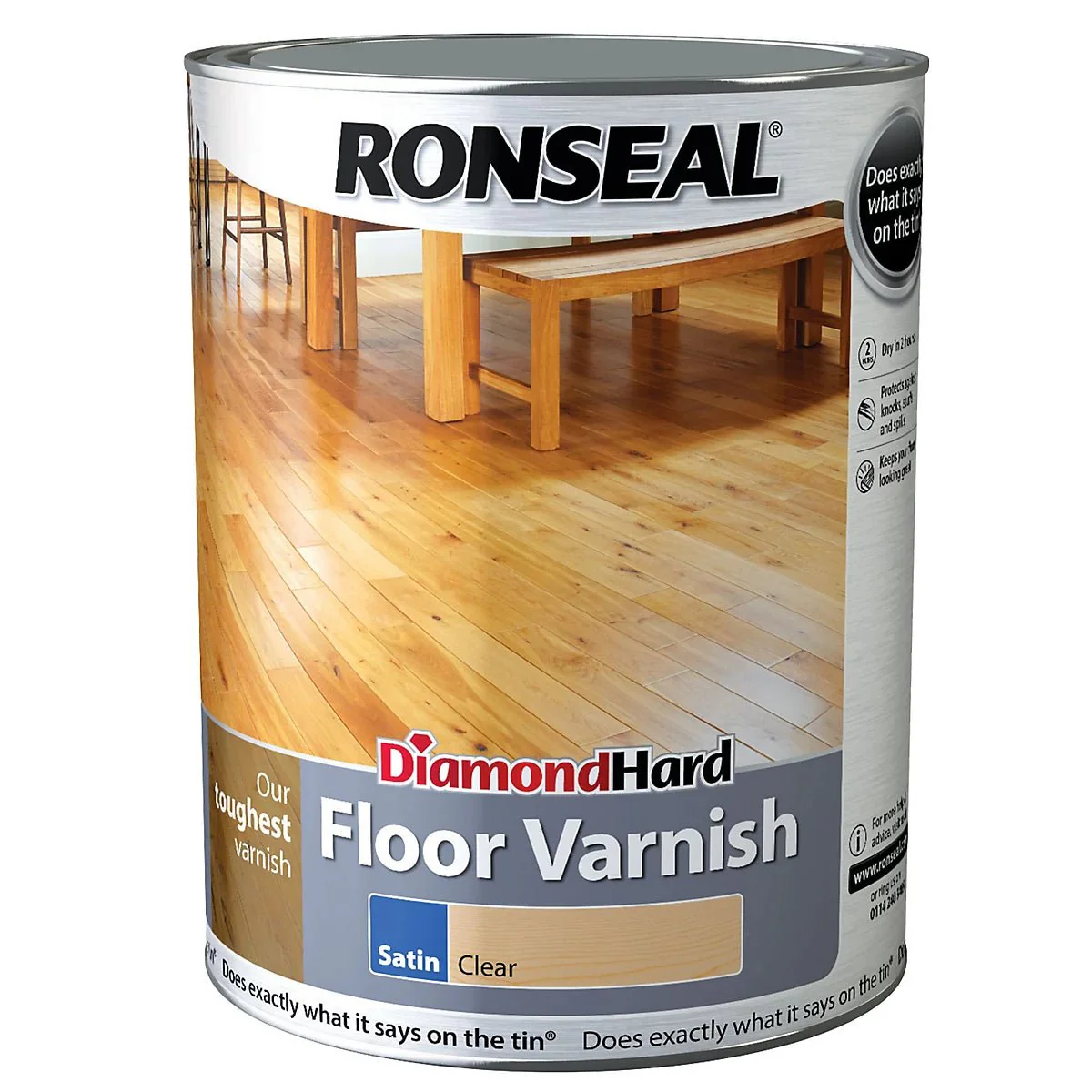 Ronseal Diamond Satin Wood Floor Varnish 5L Clear