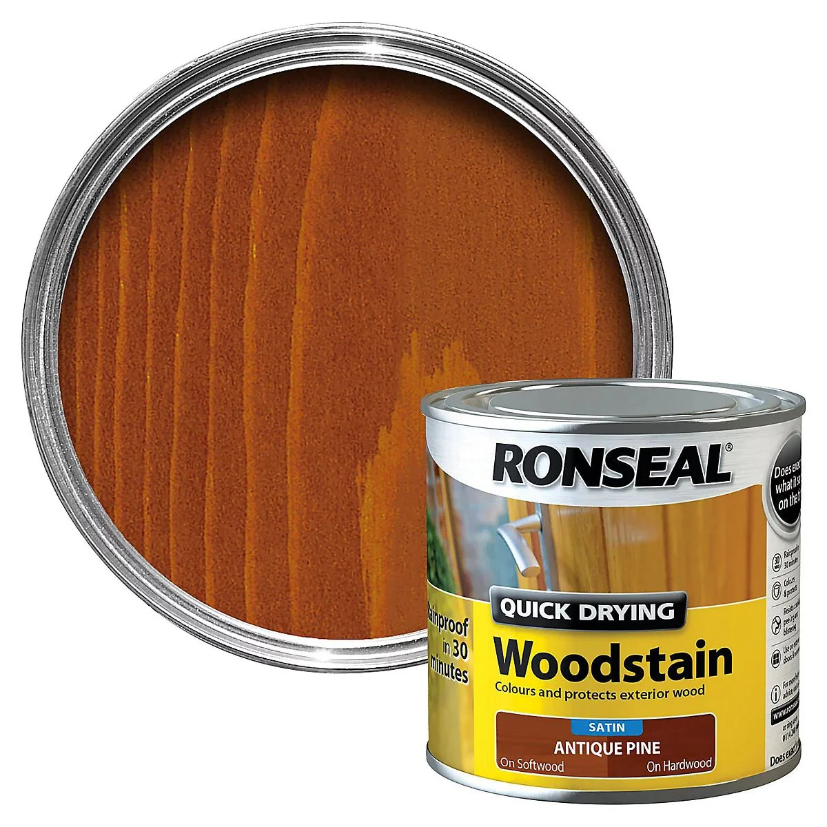 Ronseal Quick Drying Woodstain Satin - Antique Pine 750ml
