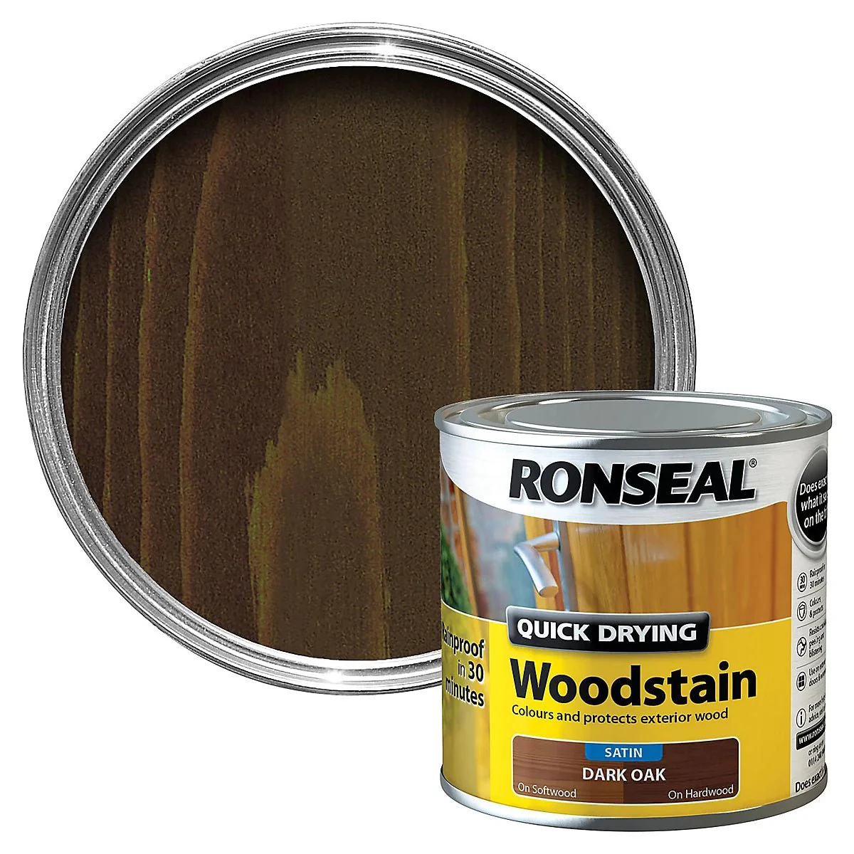 Ronseal Quick Drying Woodstain Satin - Dark Oak 750ml