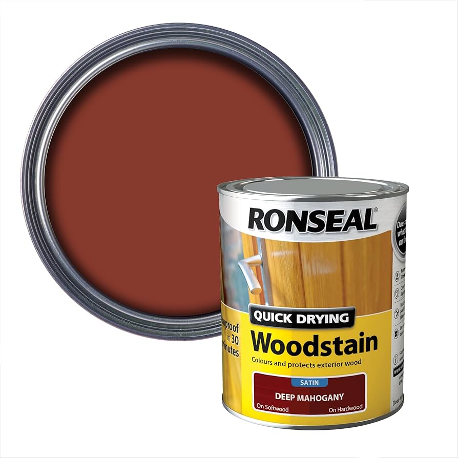 Ronseal Quick Drying Woodstain Satin - Deep Mahogany 2.5L