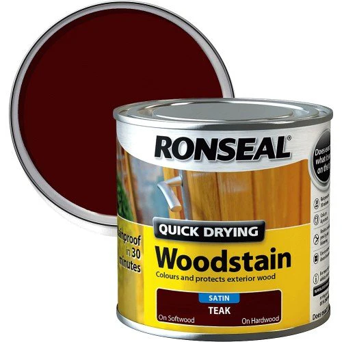 Ronseal Quick Drying Woodstain Satin - Teak 750ml