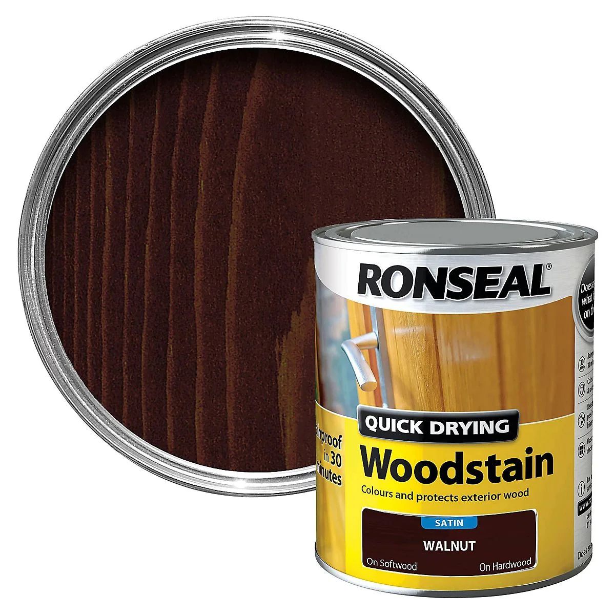 Ronseal Quick Drying Woodstain Satin - Walnut 750ml