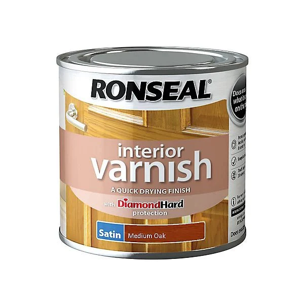 Ronseal Satin Interior Varnish - Medium Oak 250ML