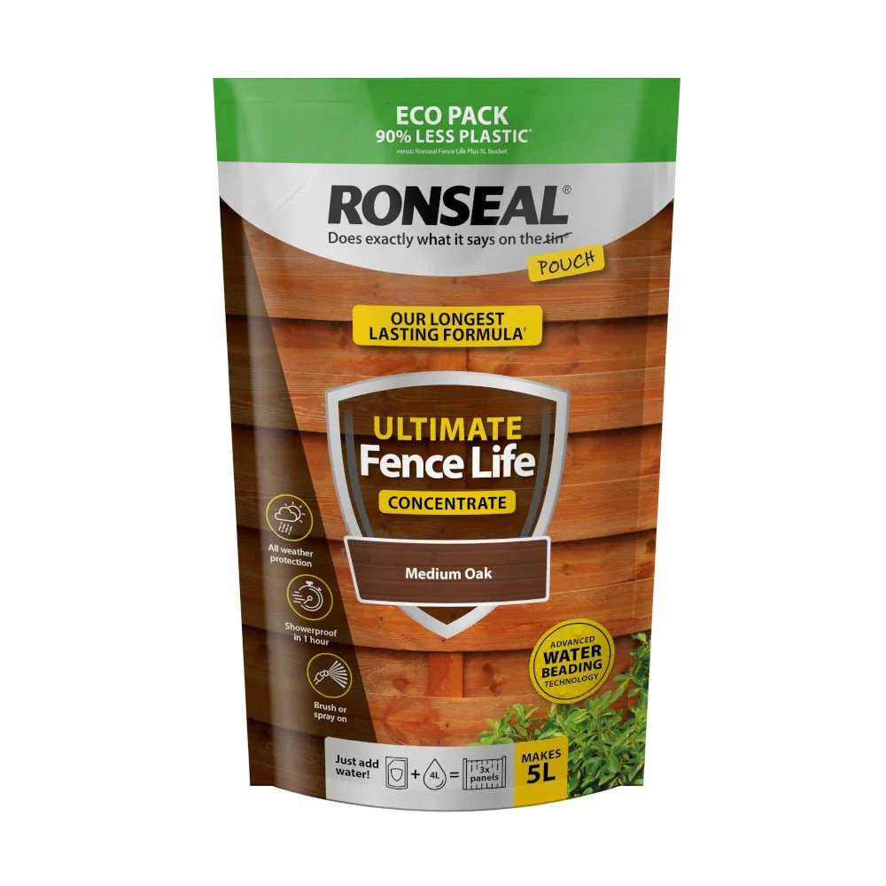 Ronseal Ultimate Fence Life Concentrate Pouch - Medium Oak 950ml