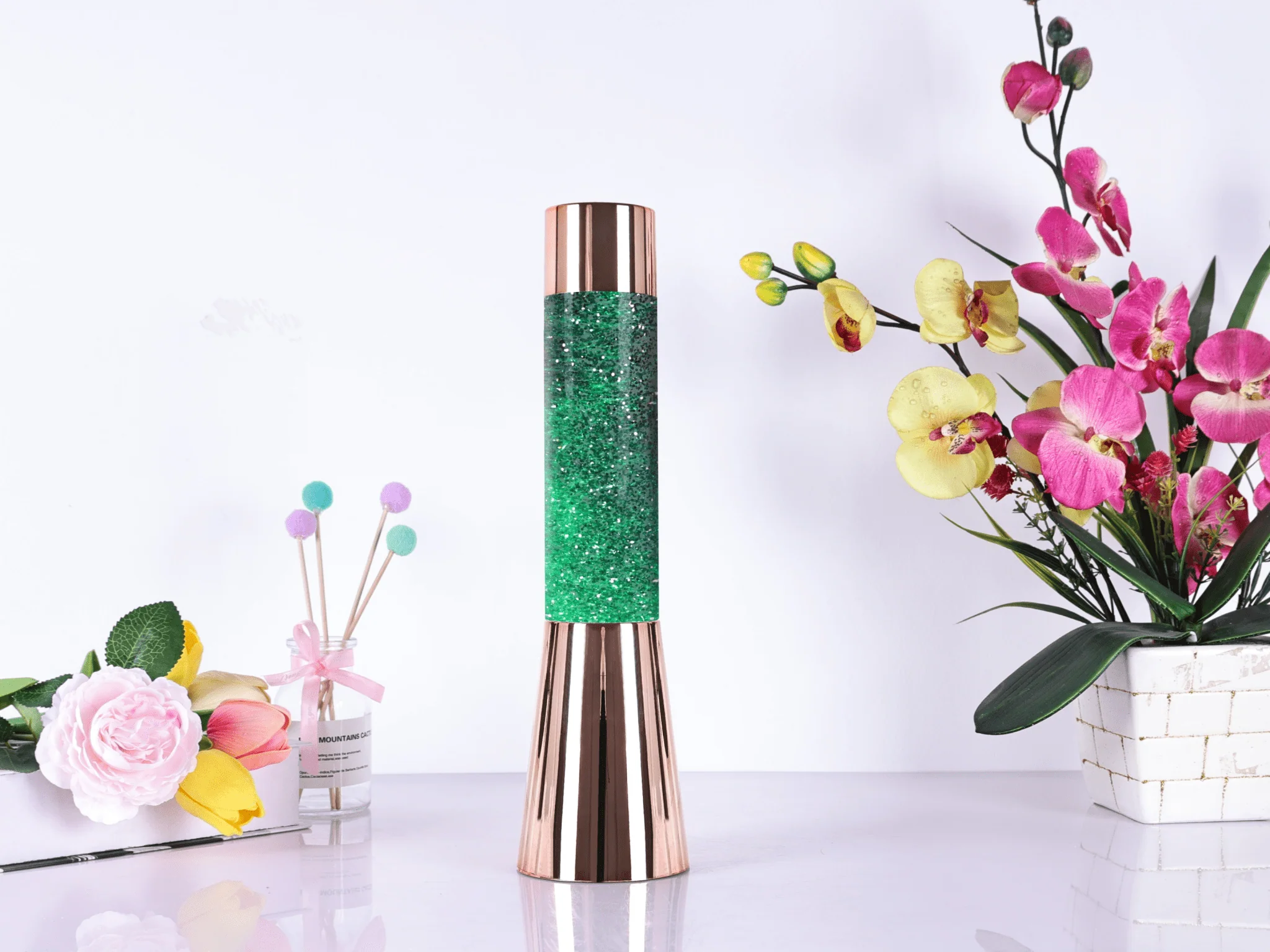 Rose Gold Metallic Glitter Lamp - Image 2