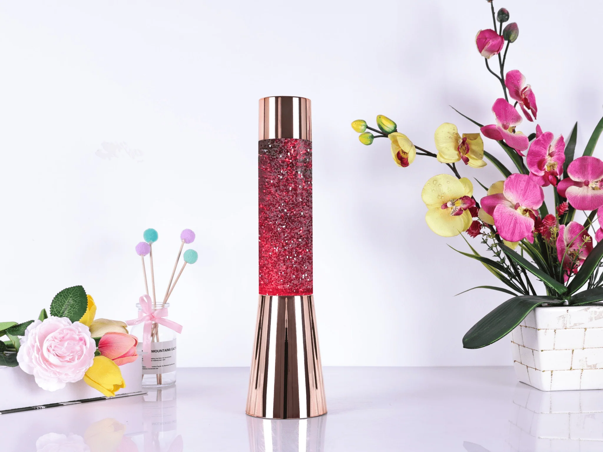 Rose Gold Metallic Glitter Lamp - Image 3
