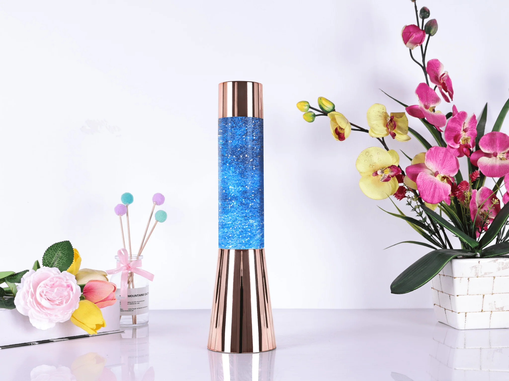 Rose Gold Metallic Glitter Lamp - Image 6