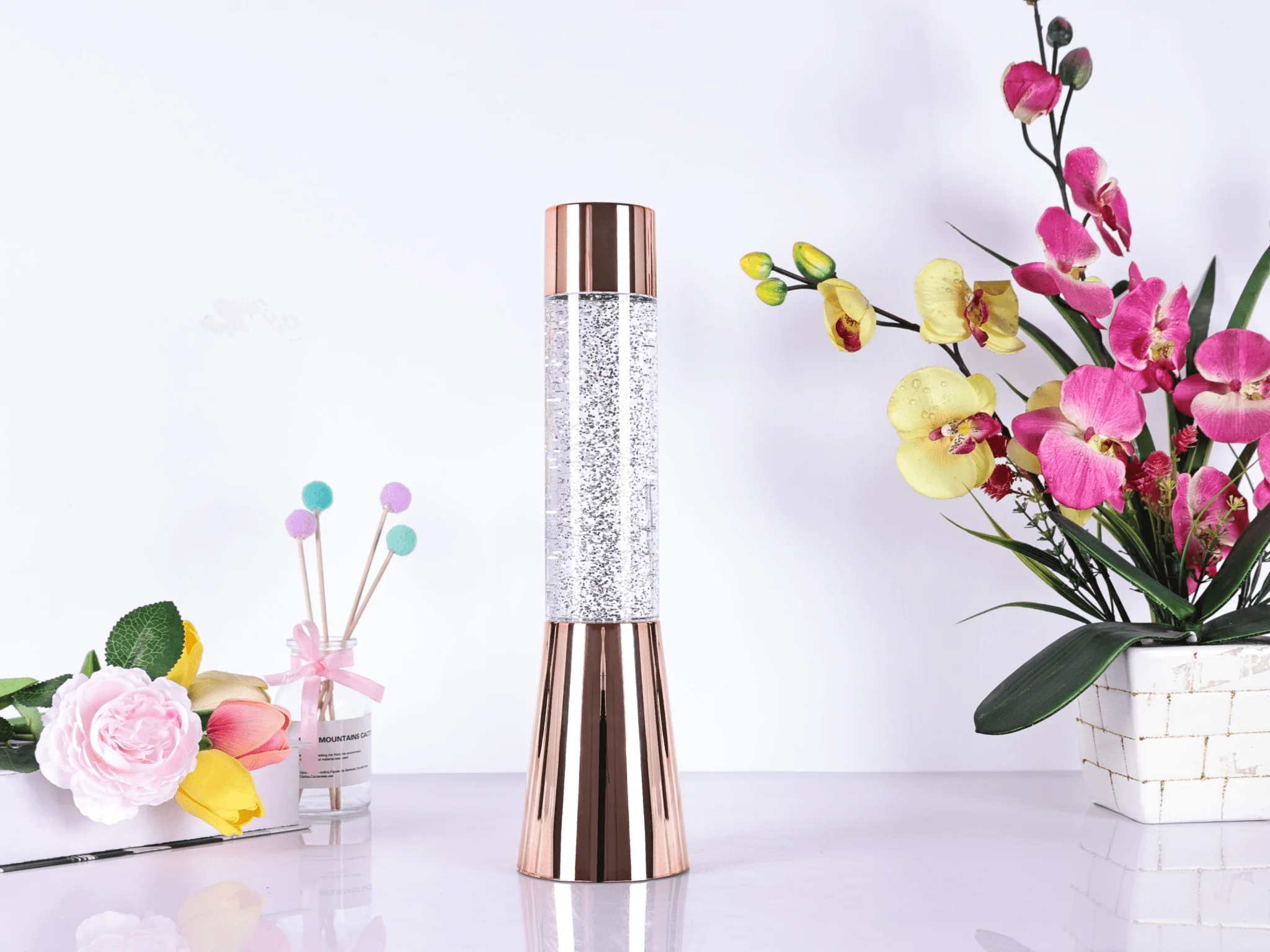 Rose Gold Metallic Glitter Lamp - Image 9