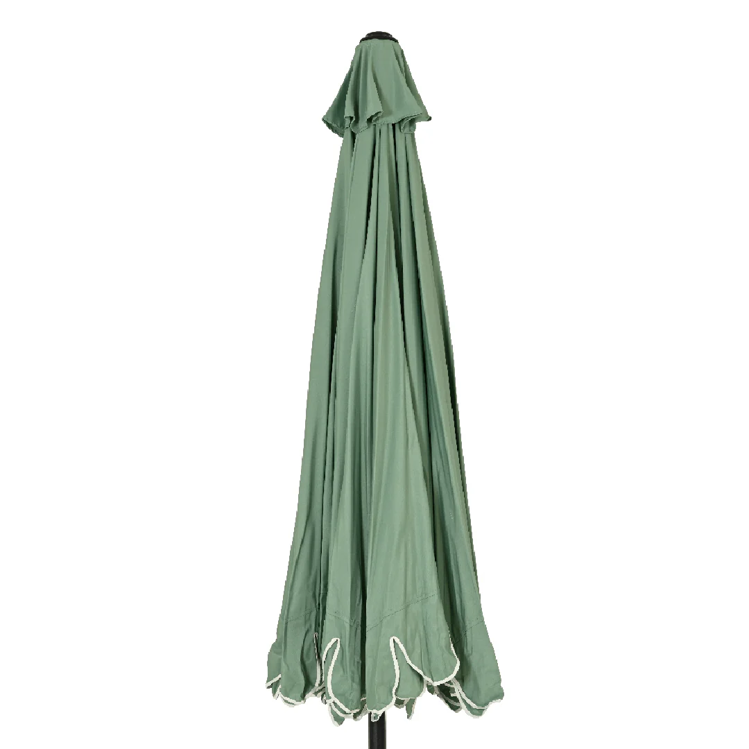 Round 2.7m Scalloped Garden Umbrella Parasol Green - Image 2