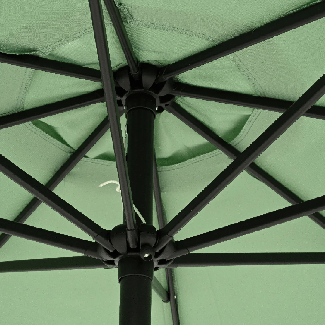 Round 2.7m Scalloped Garden Umbrella Parasol Green - Image 3