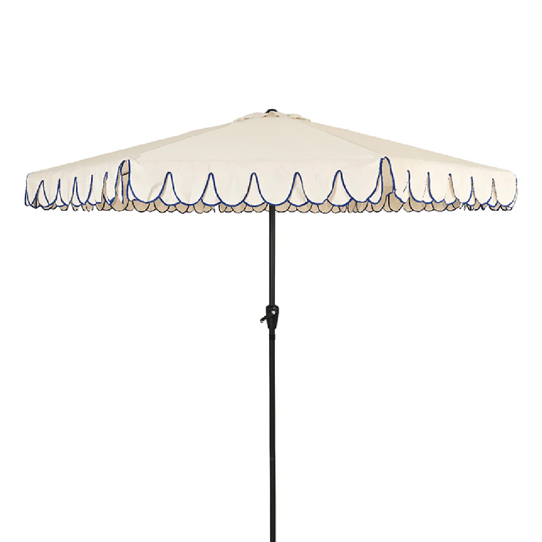 Round 2.7m Scalloped Garden Umbrella Parasol Off White