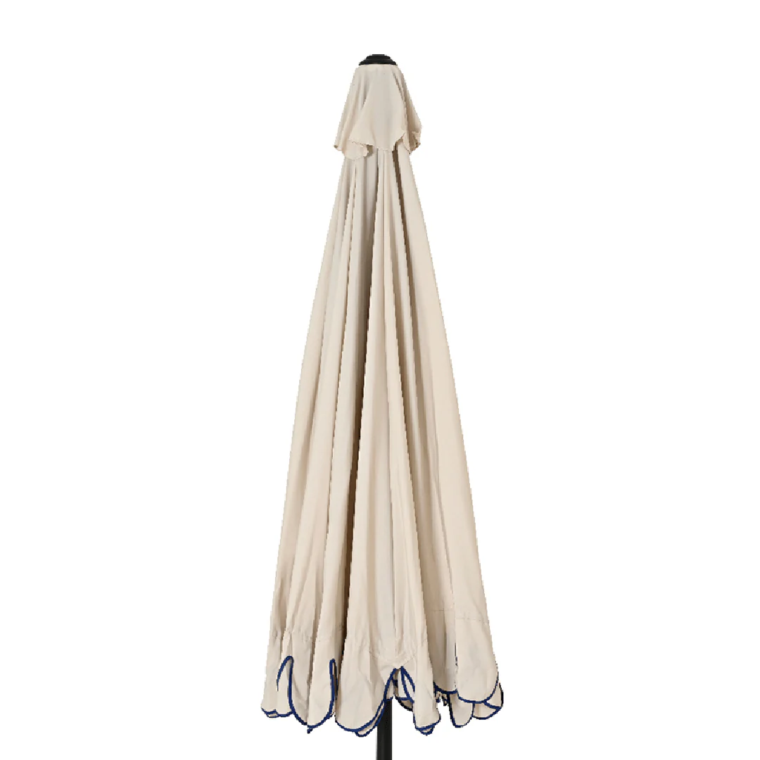 Round 2.7m Scalloped Garden Umbrella Parasol Off White - Image 2
