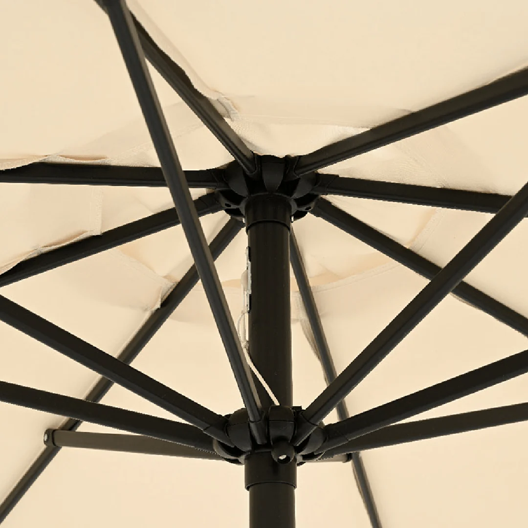 Round 2.7m Scalloped Garden Umbrella Parasol Off White - Image 3
