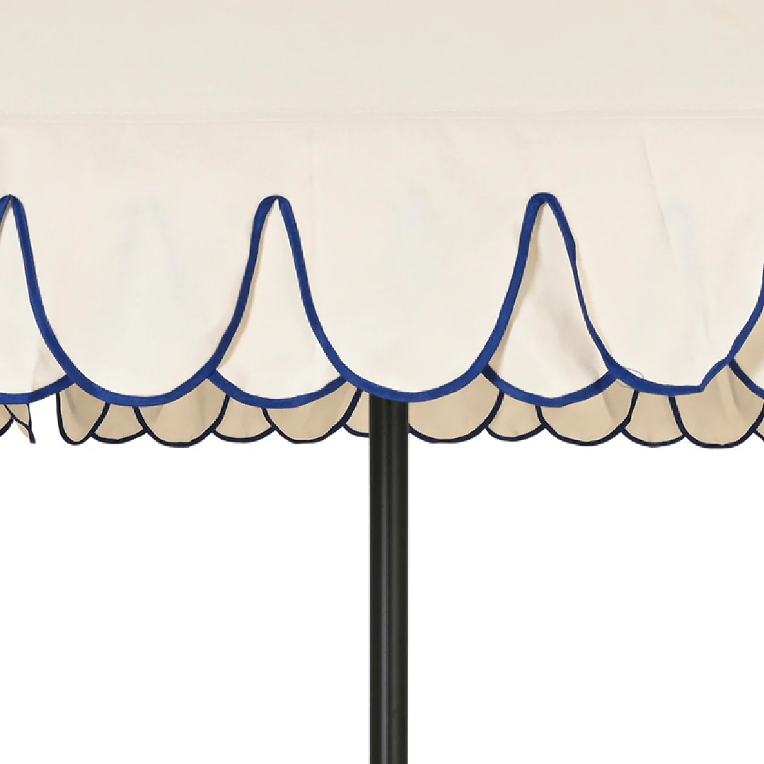 Round 2.7m Scalloped Garden Umbrella Parasol Off White - Image 5