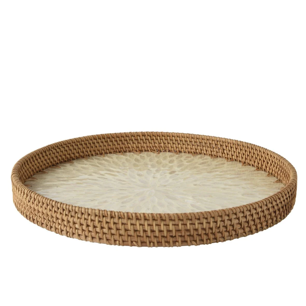 Round Rattan Tray with Natural Petal Pattern – 38cm - Image 3