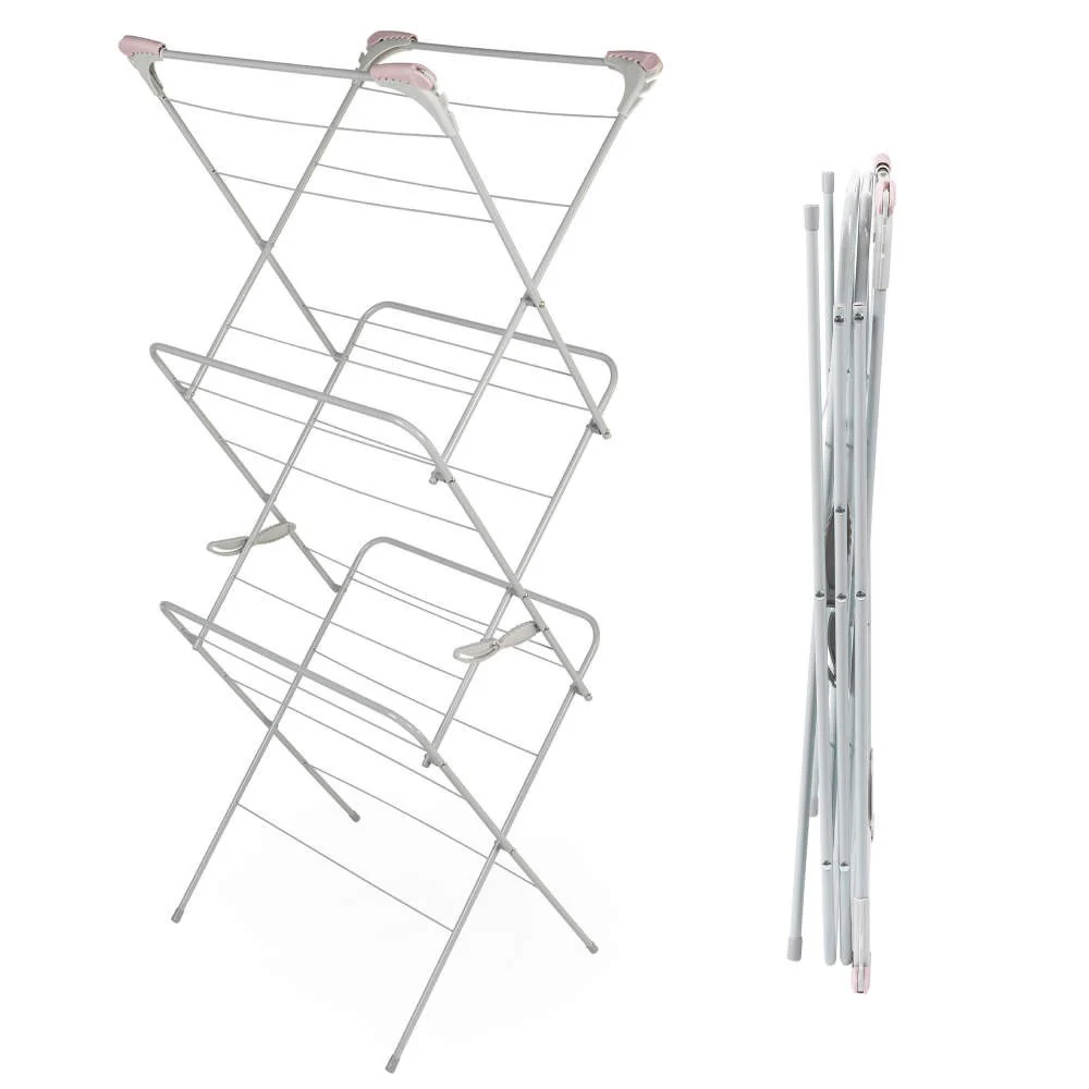 Russell Hobbs® 3 Tier Clothes Airer Pink/Grey