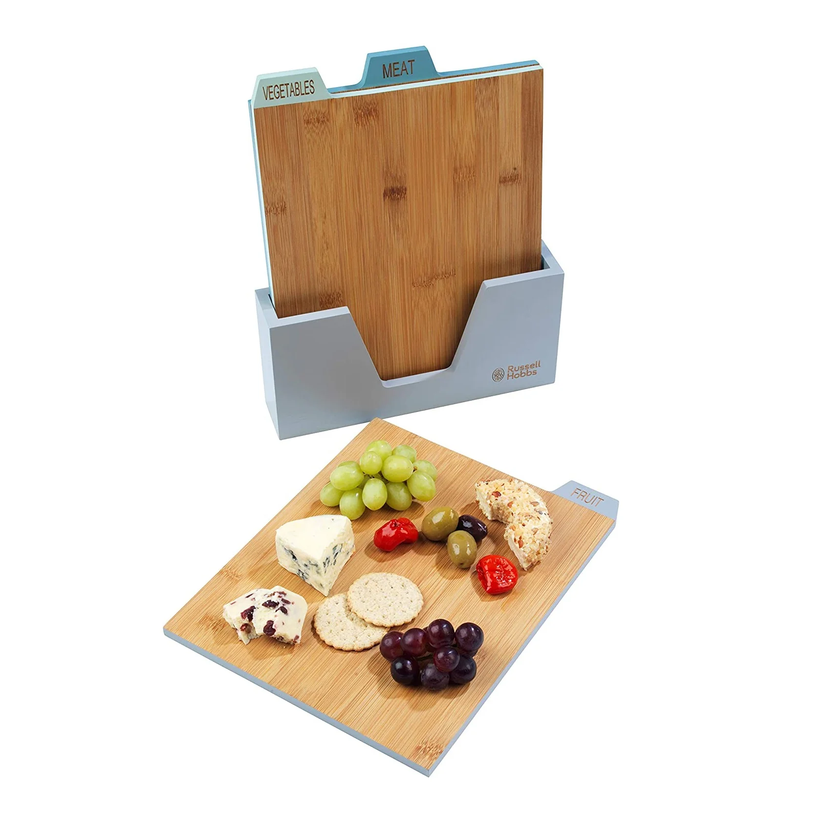 Russell Hobbs 3pc Piece Bamboo Chopping Board Set with Holder - Image 3